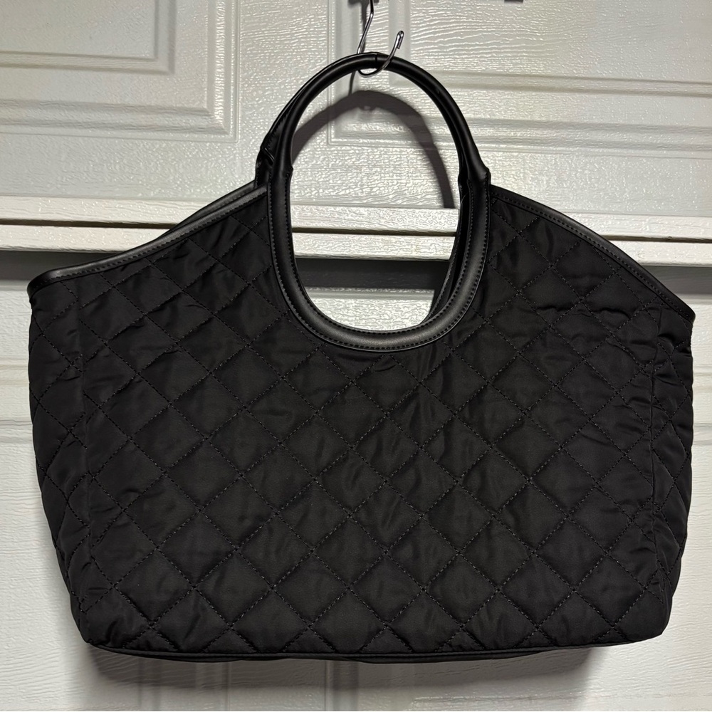 Ann Taylor Black Quilted Tote Bag